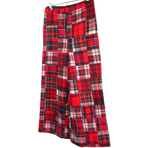 Wool Plaid Patchwork Flare Pants Lined No Tag Vintage Hand Made See Measurements - Picture 3 of 15